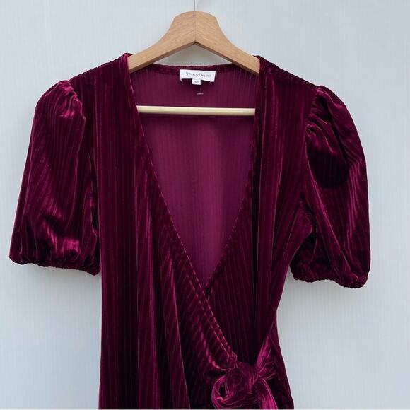 Privacy Please Astro ribbed velvet wrap dress size xs mini dress short sleeve - Picture 4 of 8